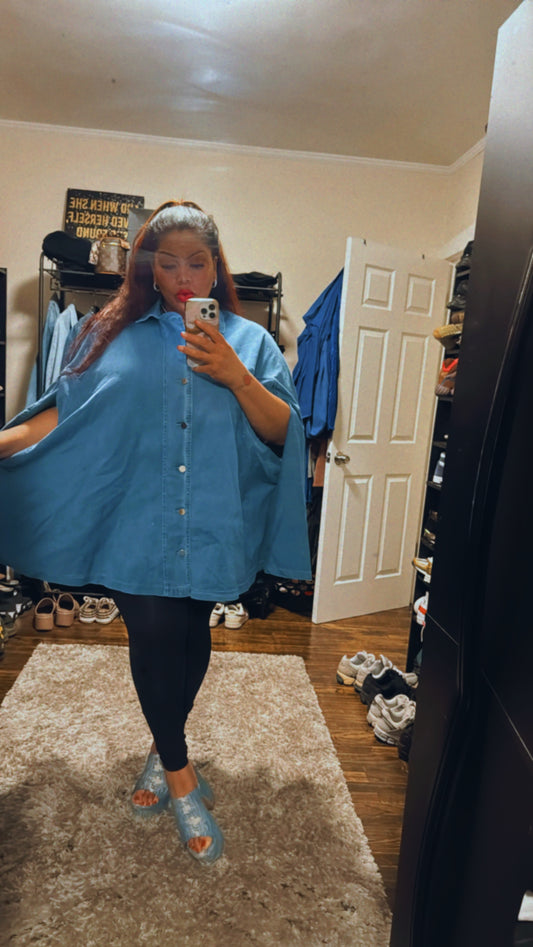 High Low Denim Cape